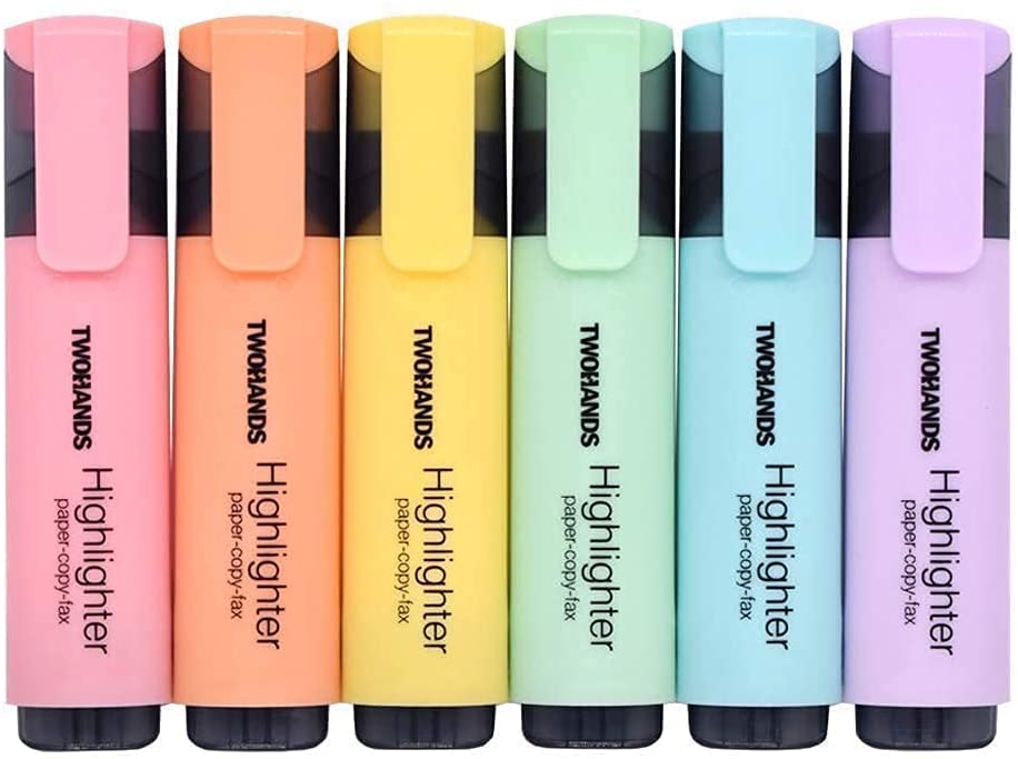 VEAREAR 6/8 Pcs Highlighters Pens Double-line Quick-drying Flower
