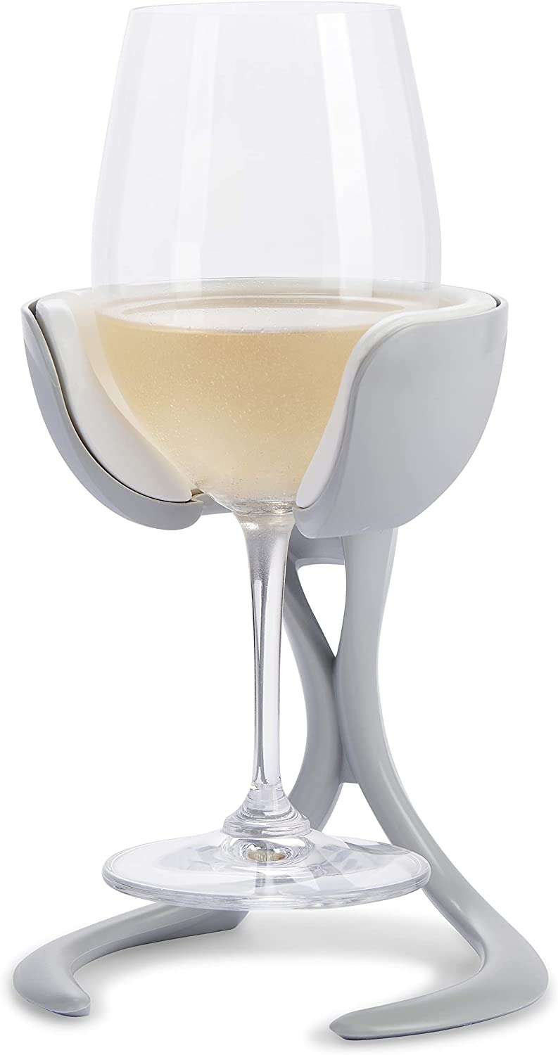VoChill Stemmed Wine Glass Chiller + Extra Chill Cradle | Quartz | Best Wine Gift