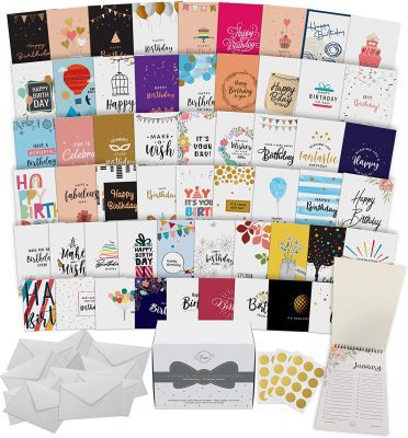 T&M Quality Designs Sticker Sealed Envelopes Birthday Cards, 100-Count