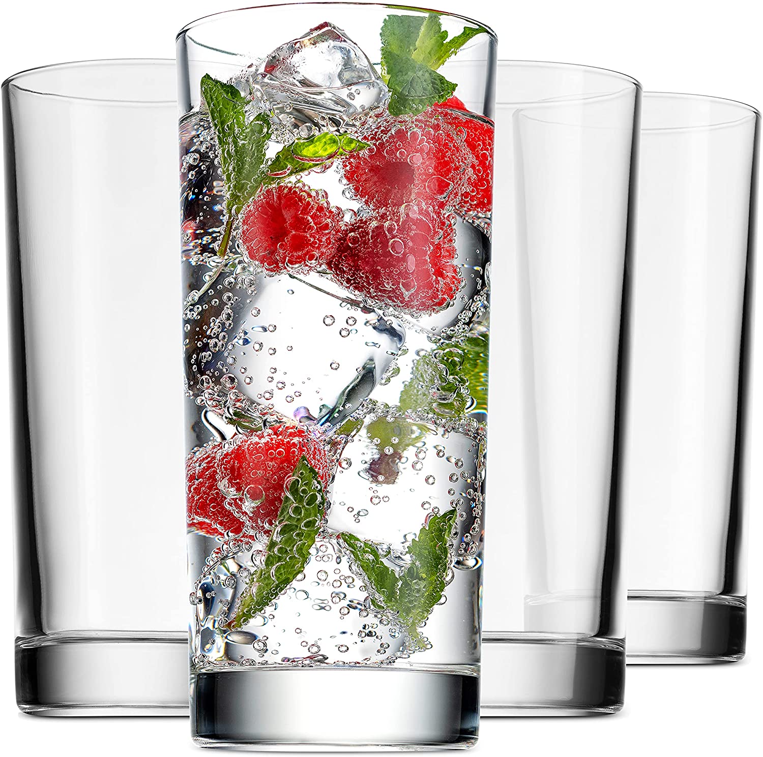 WMF Tumbler Glasses Set of 4 Tumblers with Honeycomb Structure Cocktail Long Drink Glass Heat Resistant Dishwasher Safe, Glass, Transparent, 16.