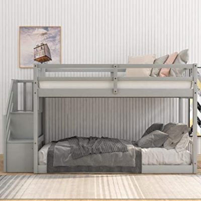 Harper & Bright Designs Wide-Step Kids' Low Bunk Bed