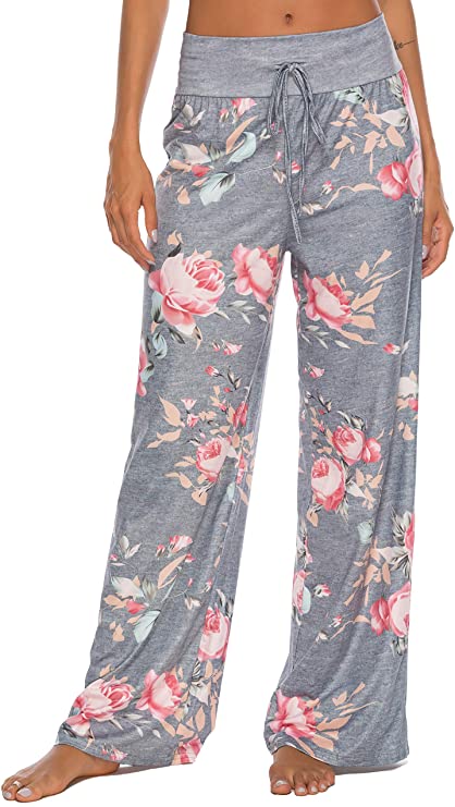 LOCUBE Women's Pajama Pants Comfy Printed Wide Leg Lounge Pants Drawstring  Elastic Waist Long Pj Bottoms : : Clothing, Shoes & Accessories