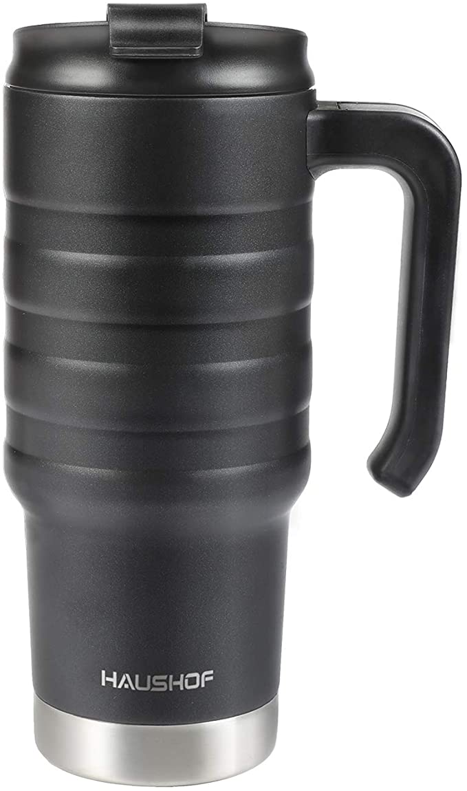 HAUSHOF 24oz Travel Mug with Handle, Stainless Steel with Leakproof Lid BPA  Free