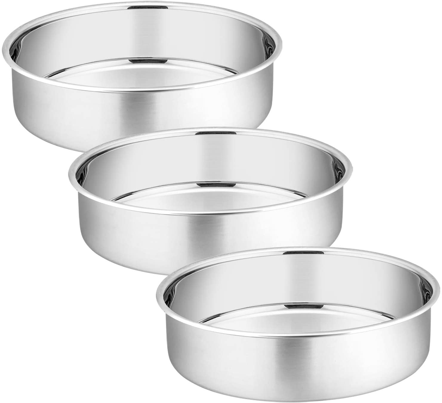 P&P CHEF Nonstick 8 Inch Cake Pans with Handles Set of 3 Round