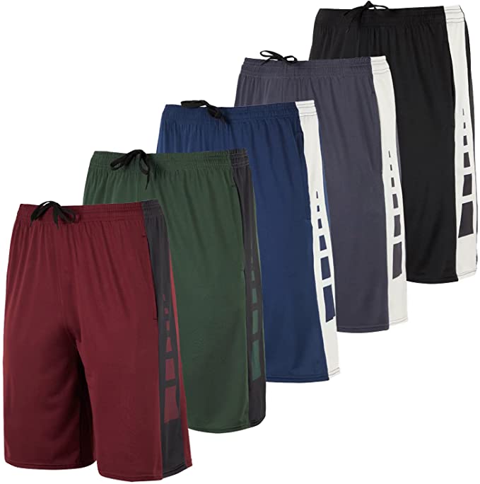 Essential Elements Lightweight Polyester Basketball Shorts For Men, 4-Pack