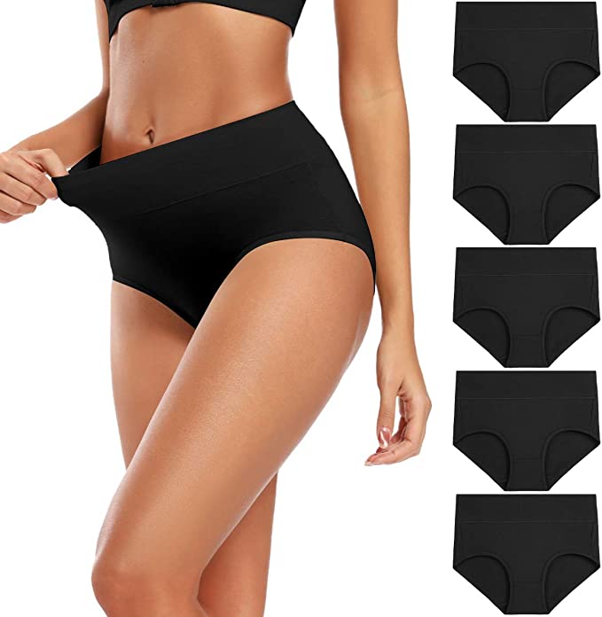 Women's Underwear, High Waisted Cotton Panties Soft Stretch Breathable  Briefs 5-Pack Black-Small : : Clothing, Shoes & Accessories
