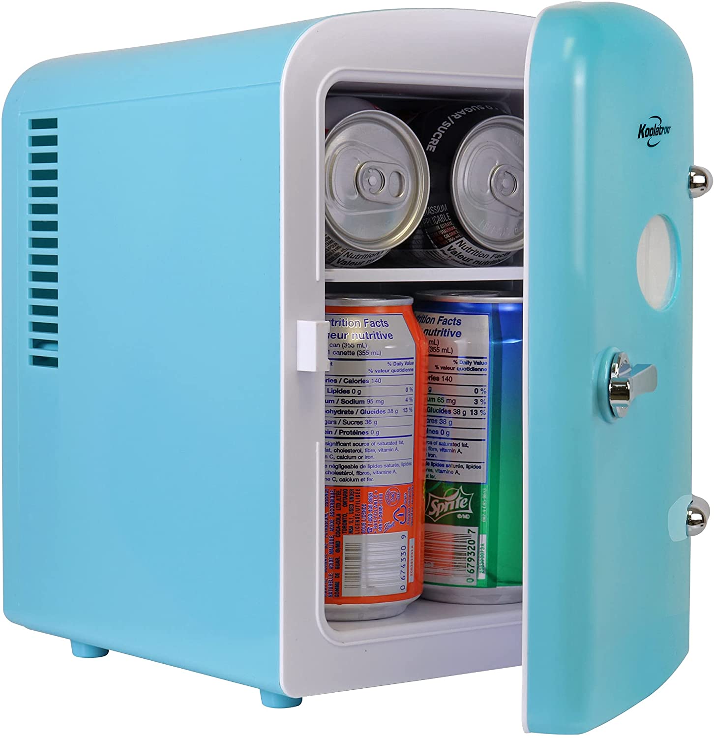 Koolatron ‎KRT04 Retractable Carry Handle Retro Blue Mini Fridge