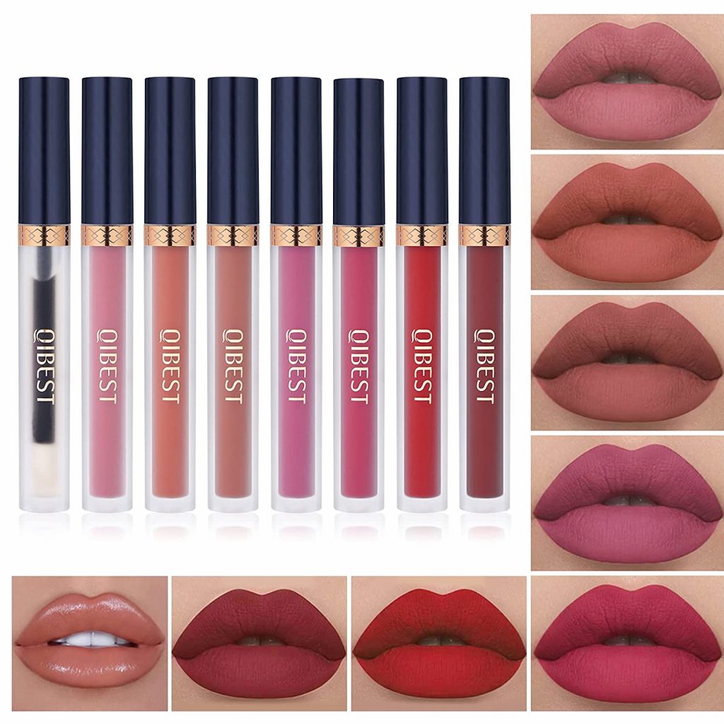 QiBest Plumper & Waterproof Liquid Lipstick Lip Kit, 8-Piece