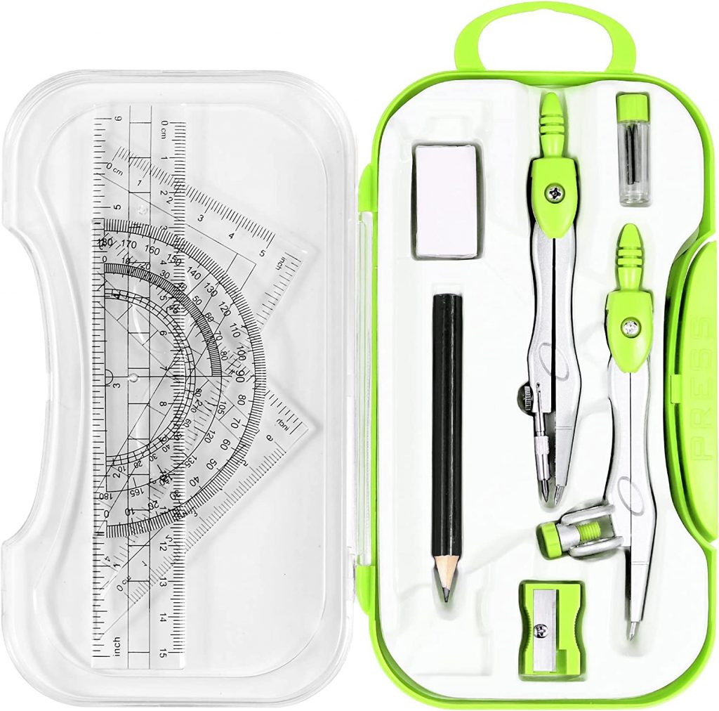 Mr. Pen Metal Compass & Swing Arm Protractor Set, 15-Piece