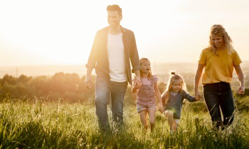 happy family golden hour