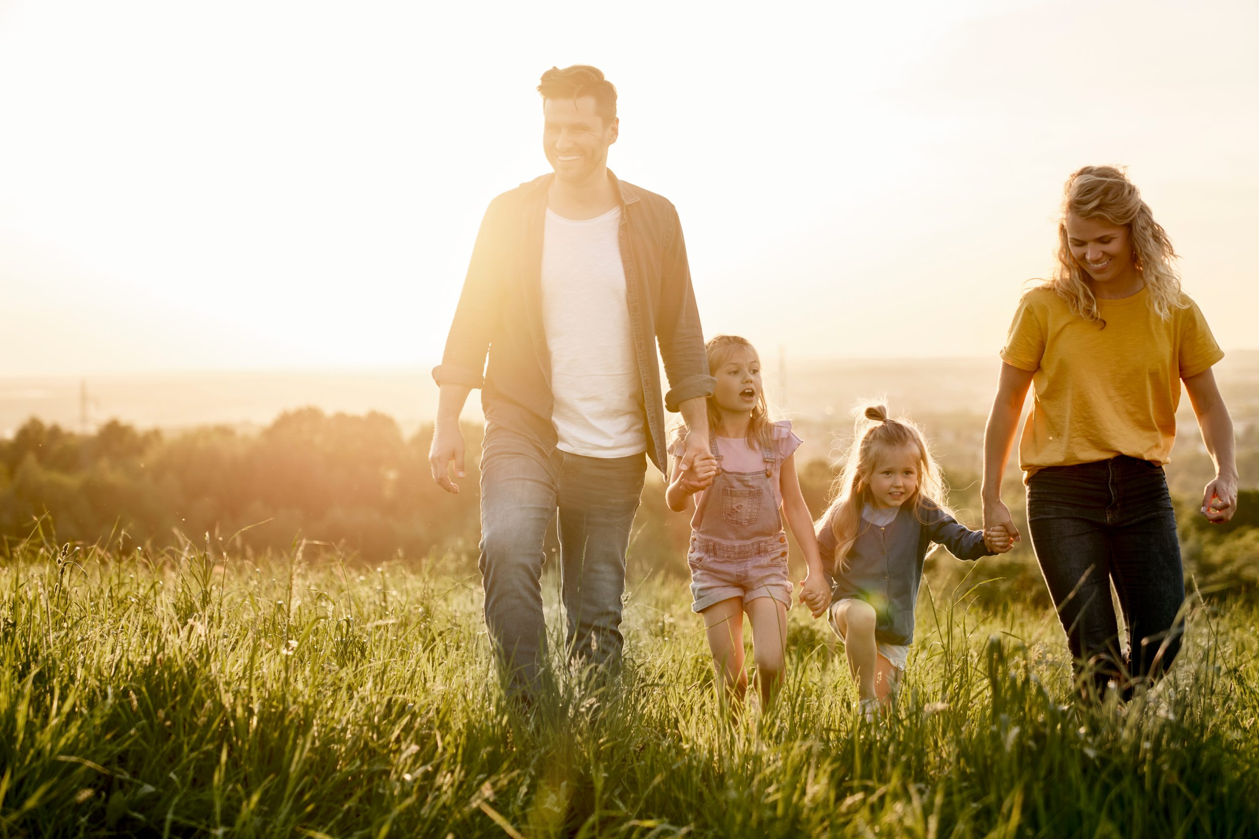 happy family golden hour