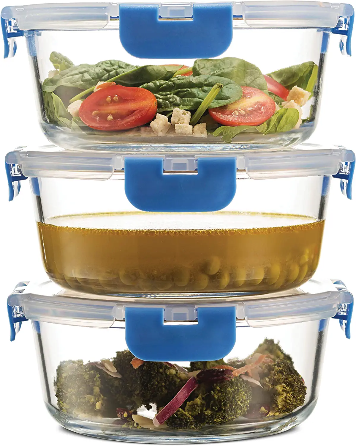 EZ Prepa [20 Pack] 32oz 3 Compartment Meal Prep Containers with Lids
