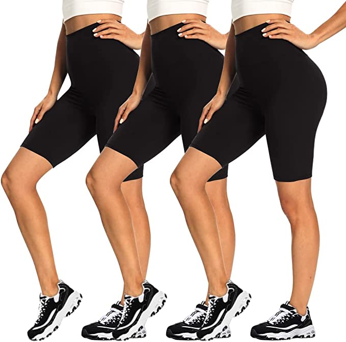  TNNZEET 3 Pack Biker Shorts for Women - 8 Black Tummy