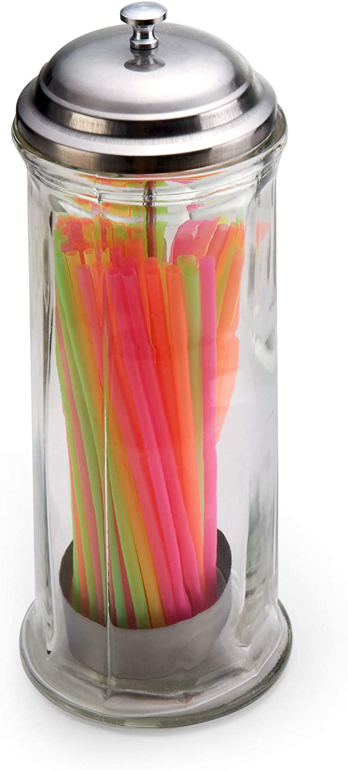 Prodyne Acrylic Straw Dispenser with 36 Straws, Clear