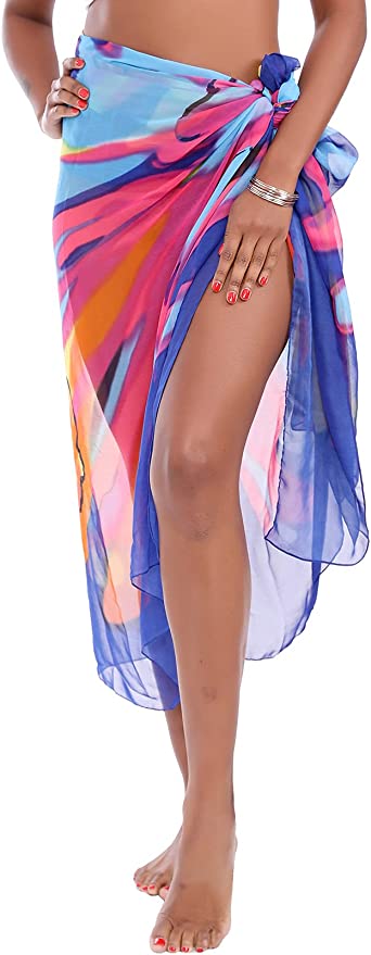 CHICGAL Women's Beach Sarongs Pareo Short Wrap Skirt Semi-Sheer