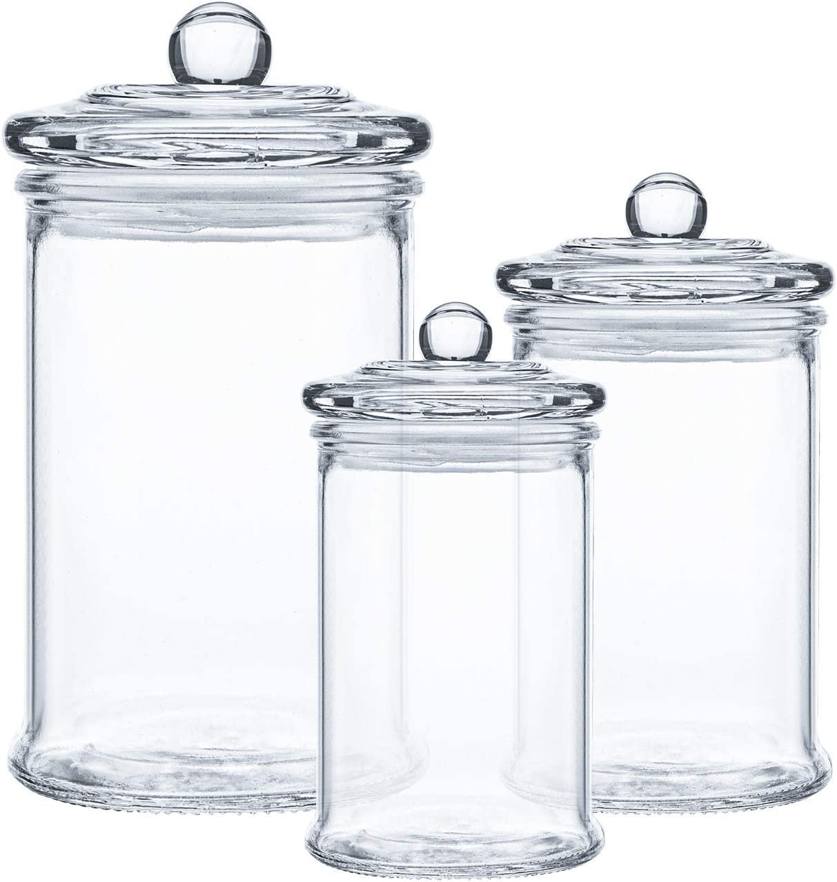  Suwimut Set of 3 Glass Apothecary Jars with Lids