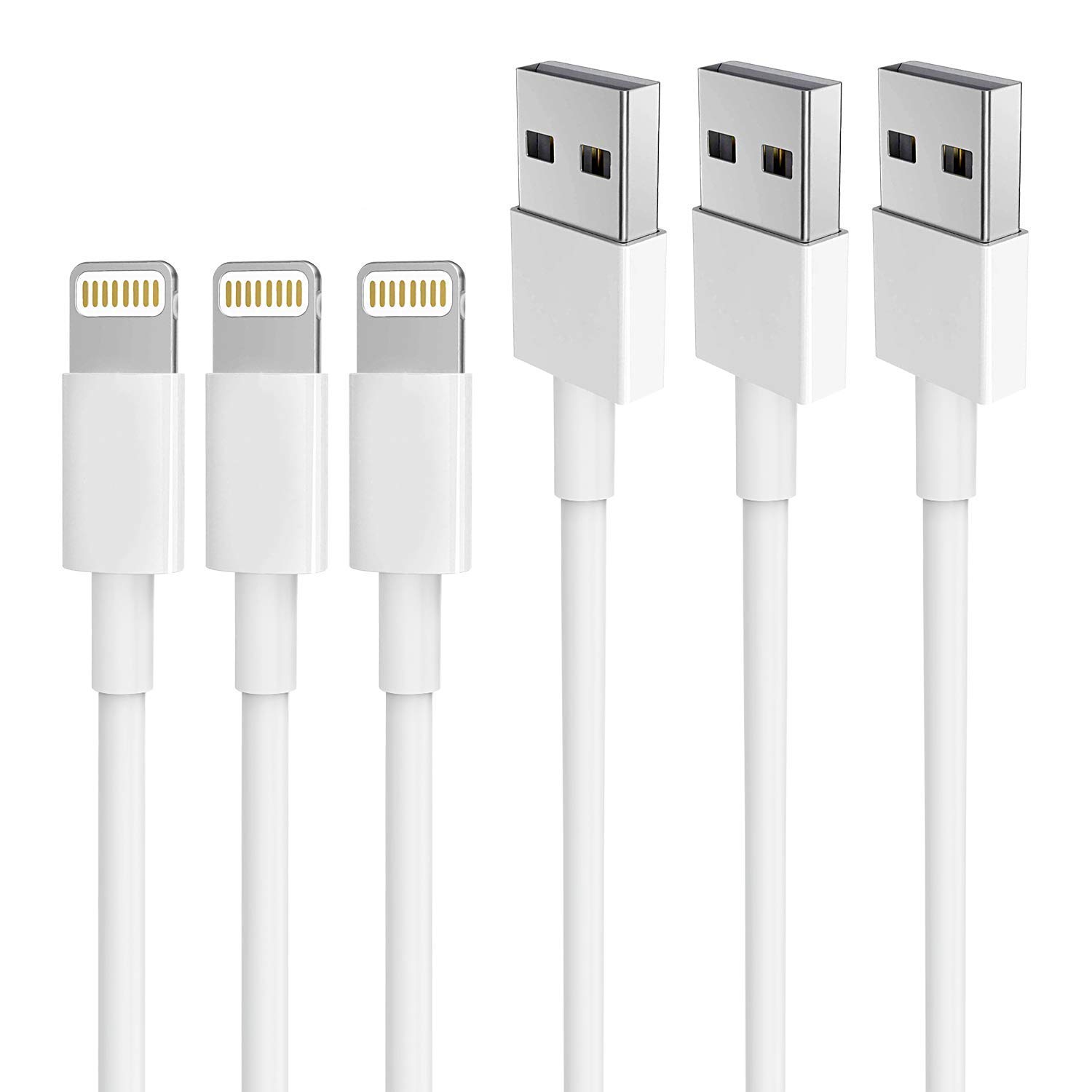 CABEPOW Reinforced iPhone Charger Cords, 3-Pack