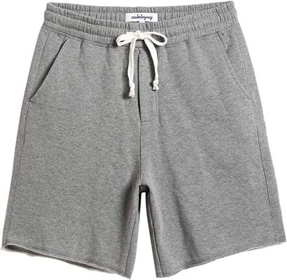 caloleyng Zipper Fly Cotton Men's Fleece Shorts