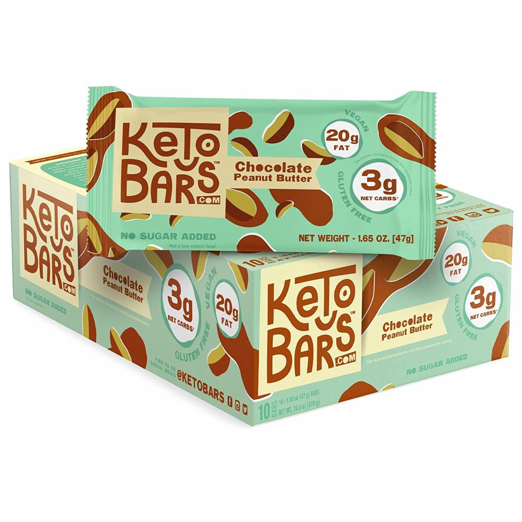 Nick's Low Carb Keto Chocolate Peanut Butter Bars, 12-Count