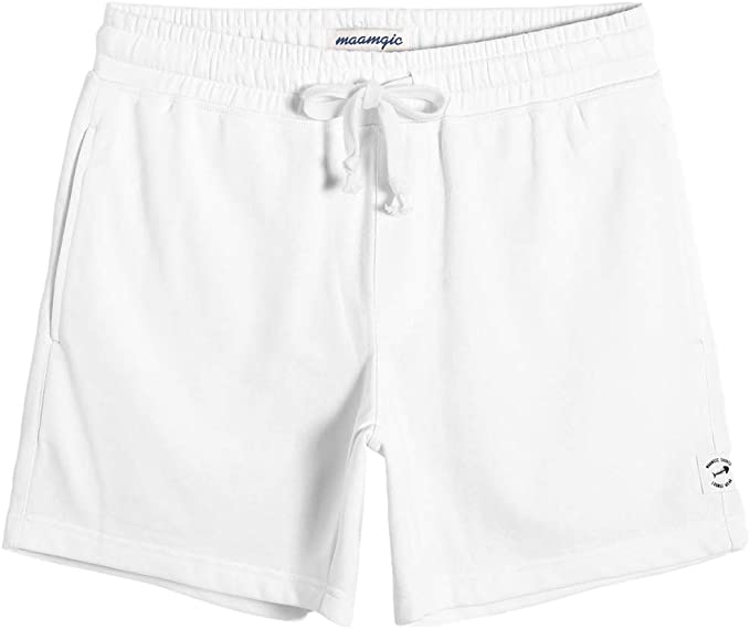 QPNGRP Adjustable Drawstring Waist Men’s White Shorts
