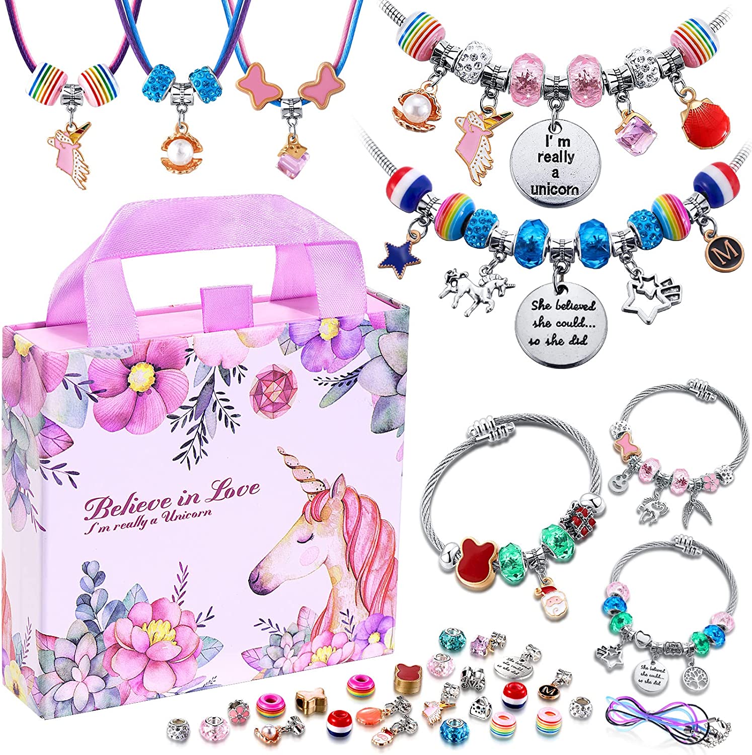 klmars Bracelet Making Craft Kit for Girls,Jewelry Making Supplies Beads Charms