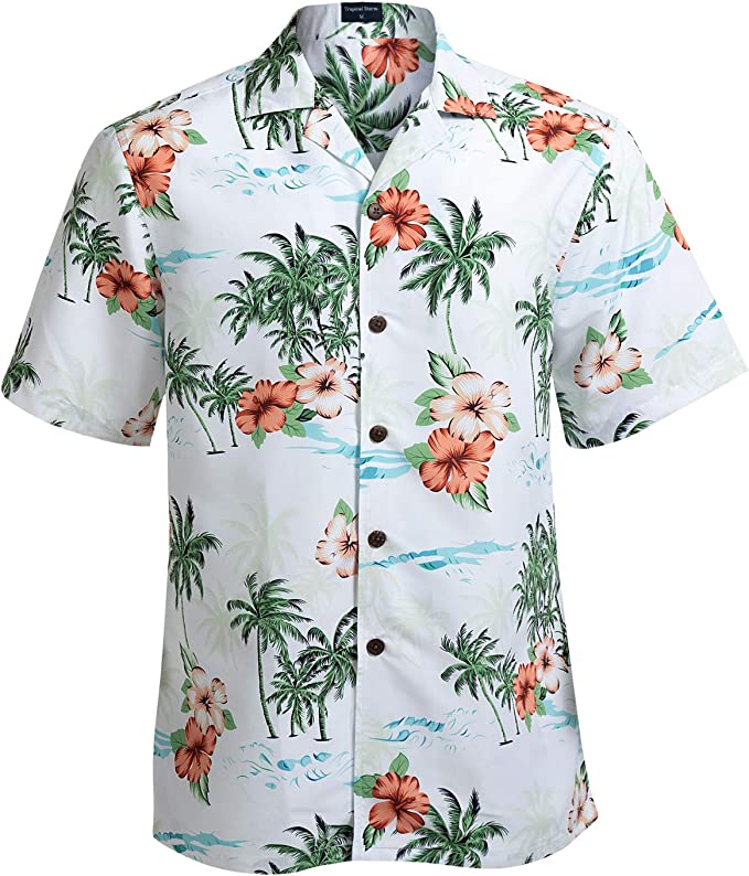 APTRO Men's Stretch Hawaiian Tropical Beach Shirt