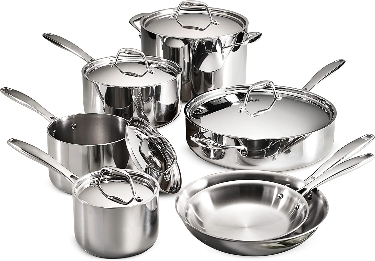 T-fal C836SD Ultimate Stainless Steel Copper-Bottom Heavy Gauge Multi-Layer Base  Cookware Set, 13