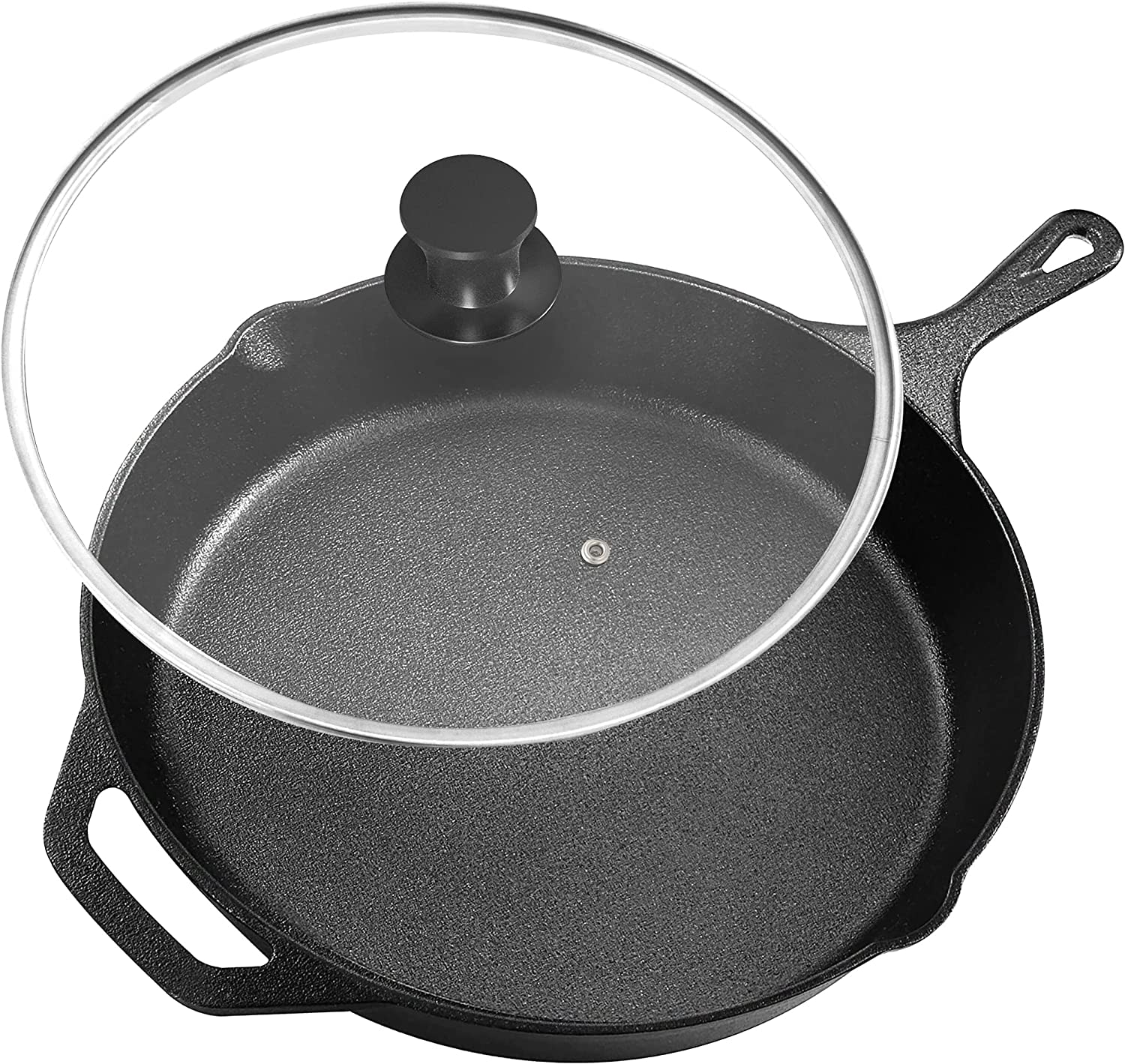 MICHELANGELO Cast Iron Skillet, 12 Inch Cast Iron Skillet With Lid,  Preseasoned Large Skillet Oven Safe, Iron Skillets for Cooking with  Silicone