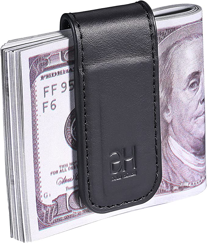 LB LEATHERBOSS Men's New Leather Strong Magnetic Money Clip