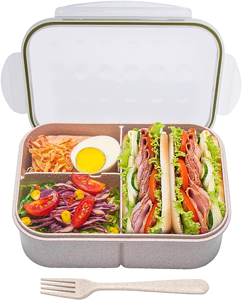 Bentgo Classic - All-in-One Stackable Bento Lunch Box Container - Modern  Bento-Style Design Includes 2 Stackable Containers, Built-in Plastic  Utensil Set, and Nylon Sealing Strap (Blush Marble) 