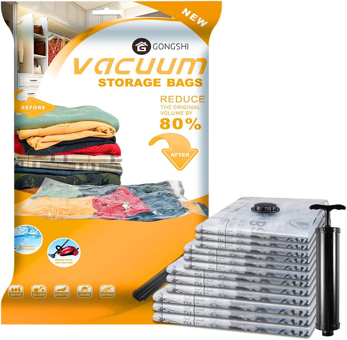 Cozy Essential Transparent Travel Vacuum Seal Bags, 20-Pack