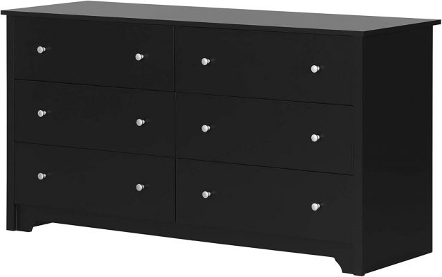 South Shore 6 Drawer Wood Construction Black Dresser