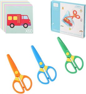 LOVESTOWN Plastic Scissors for Kids, 4 PCS Pre-School Training