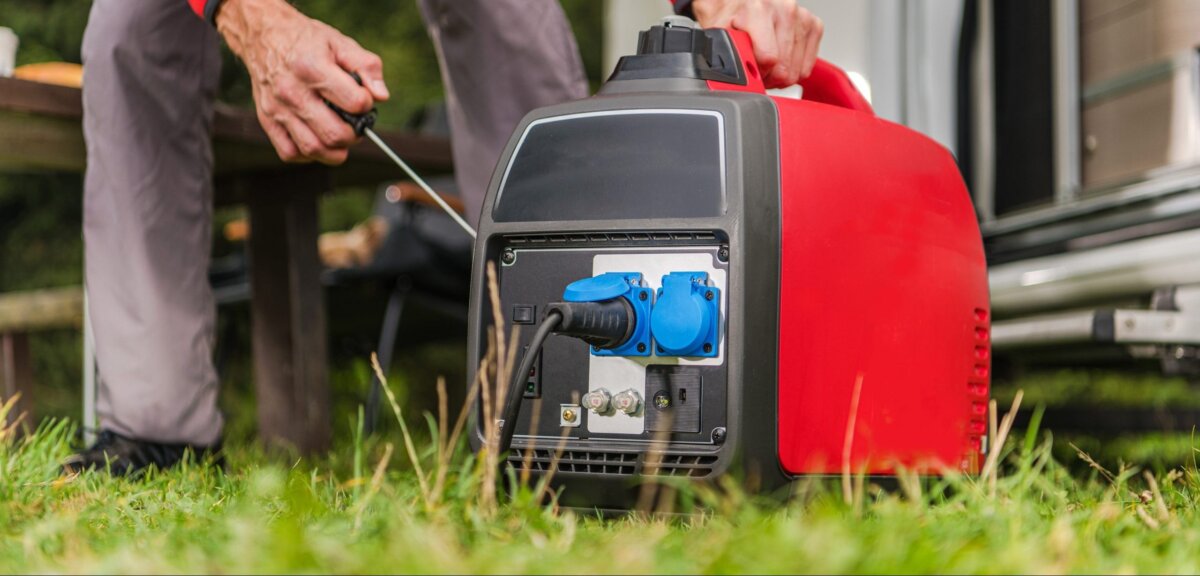 man using portable generator