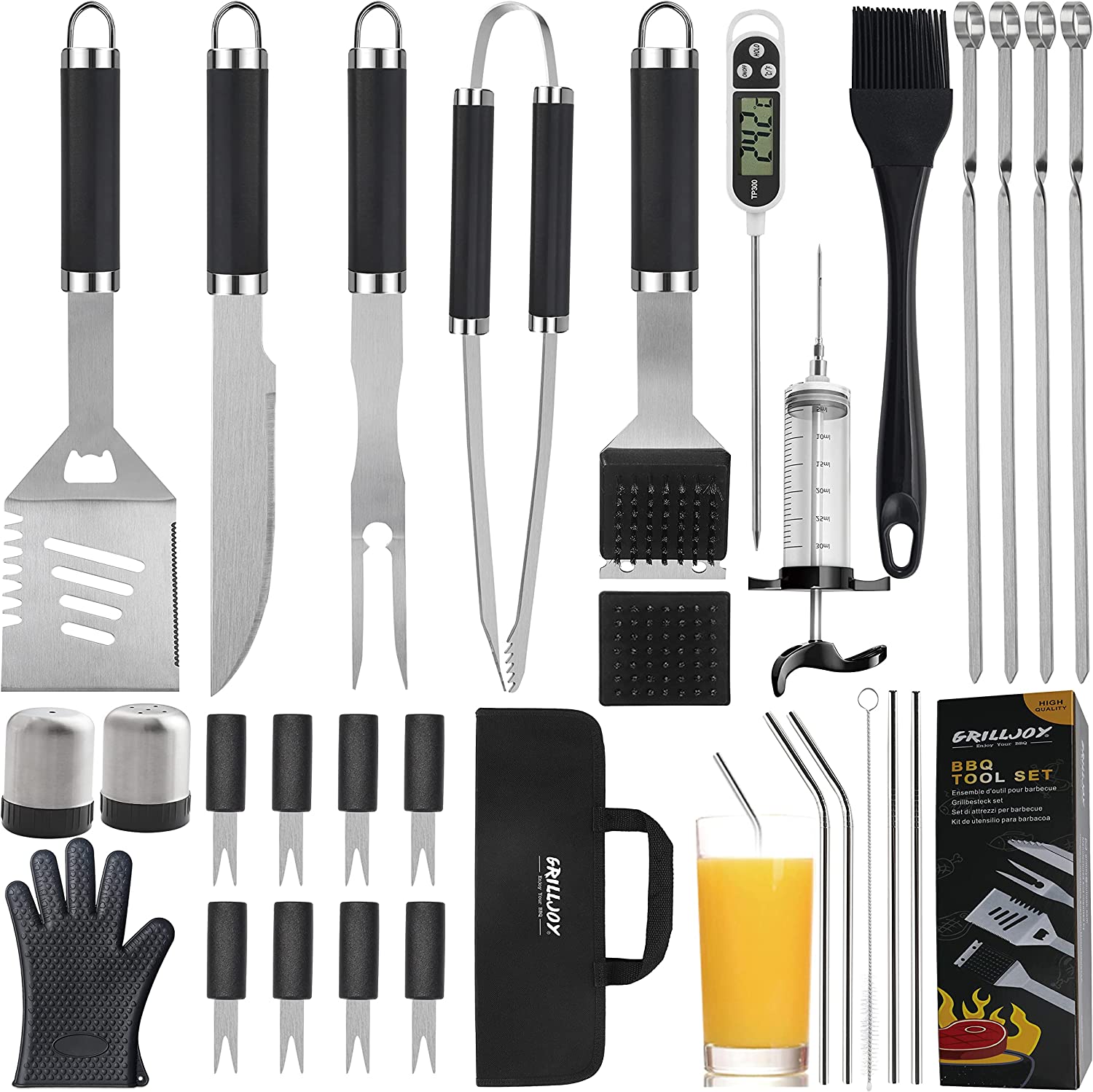 POLIGO 22PCS Heavy Duty BBQ Grill Accessories Set, Non-Slip Grill Tools for  Outdoor Grill Set Thicker Stainless Steel Grill Utensils Set, Deluxe
