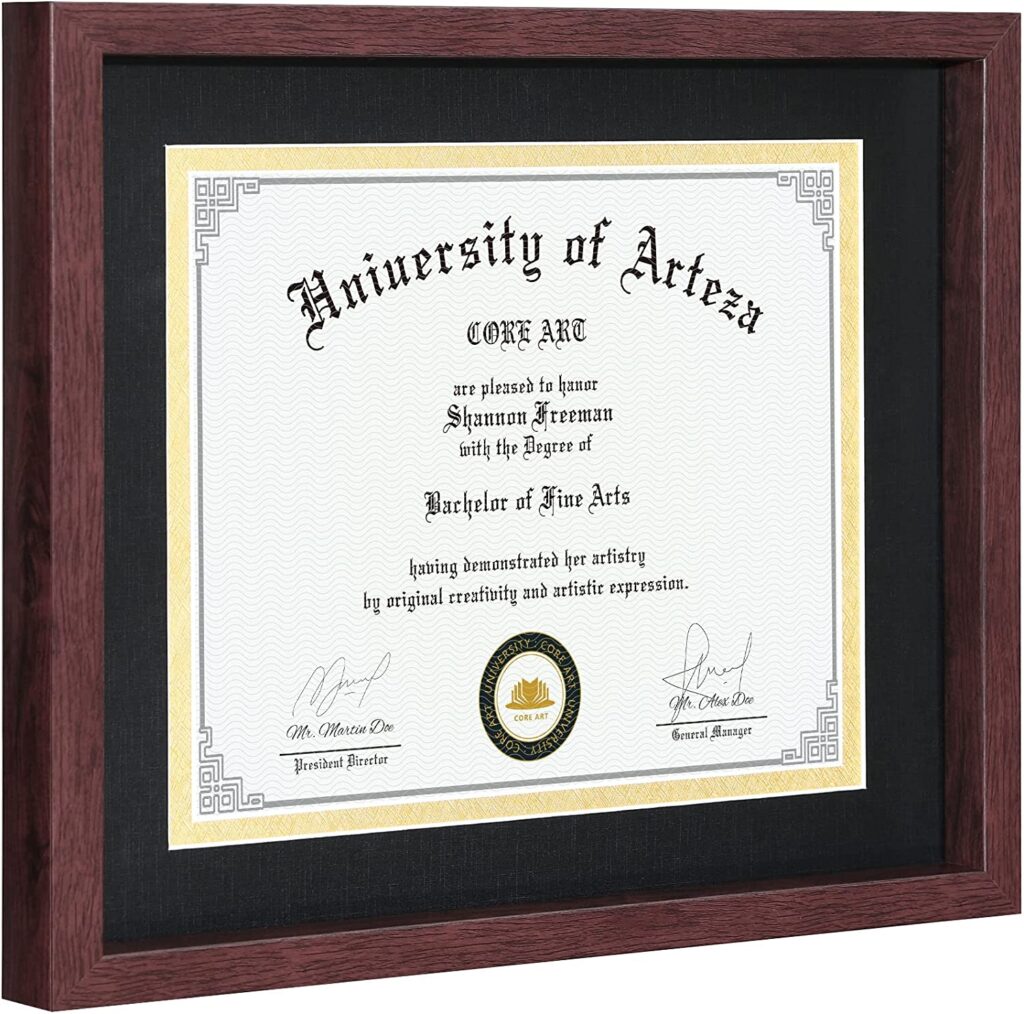 CORE ART Freestanding Rectangular Diploma Frame