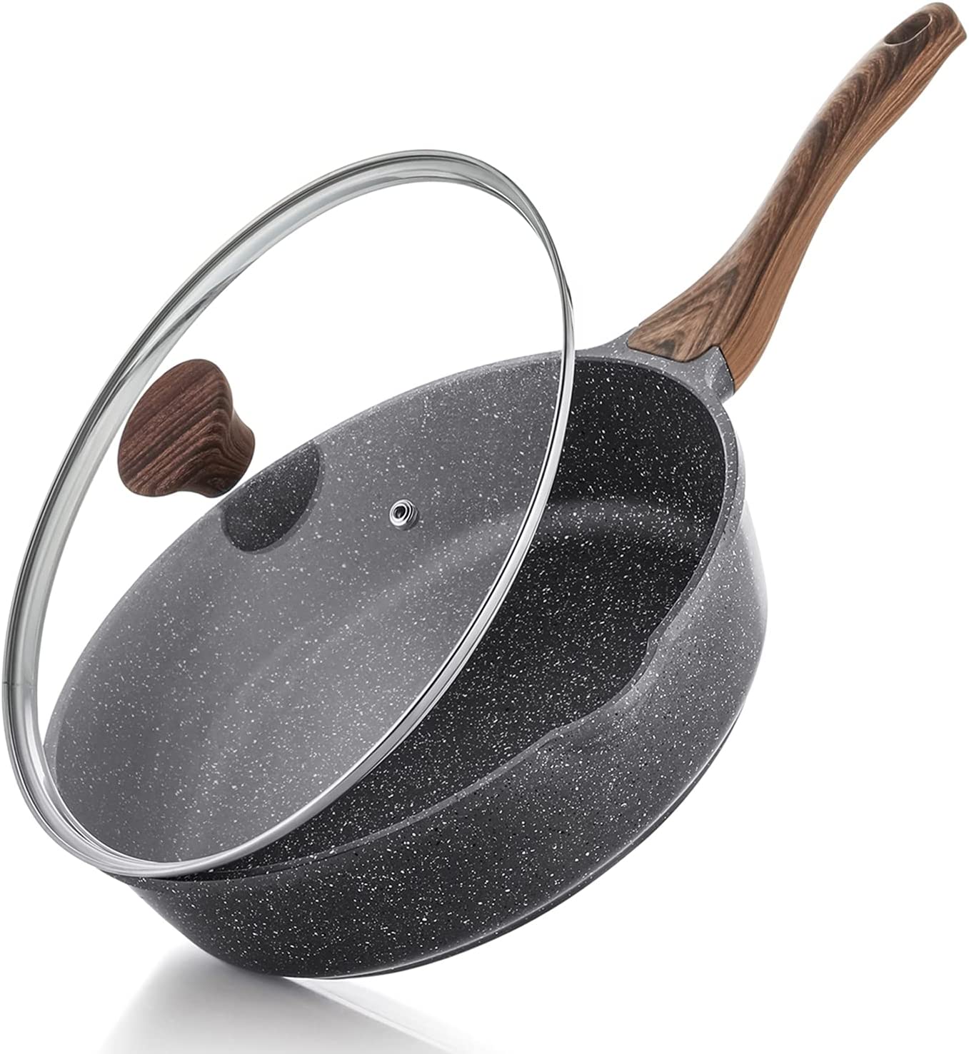 KOCH SYSTEME CS 11 Nonstick Frying Pan-Granite Skillet with Lid, Fry Pan  with APEO and PFOA-Free Stone Derived Coating, Aluminum Alloy Pan, Oven  Safe