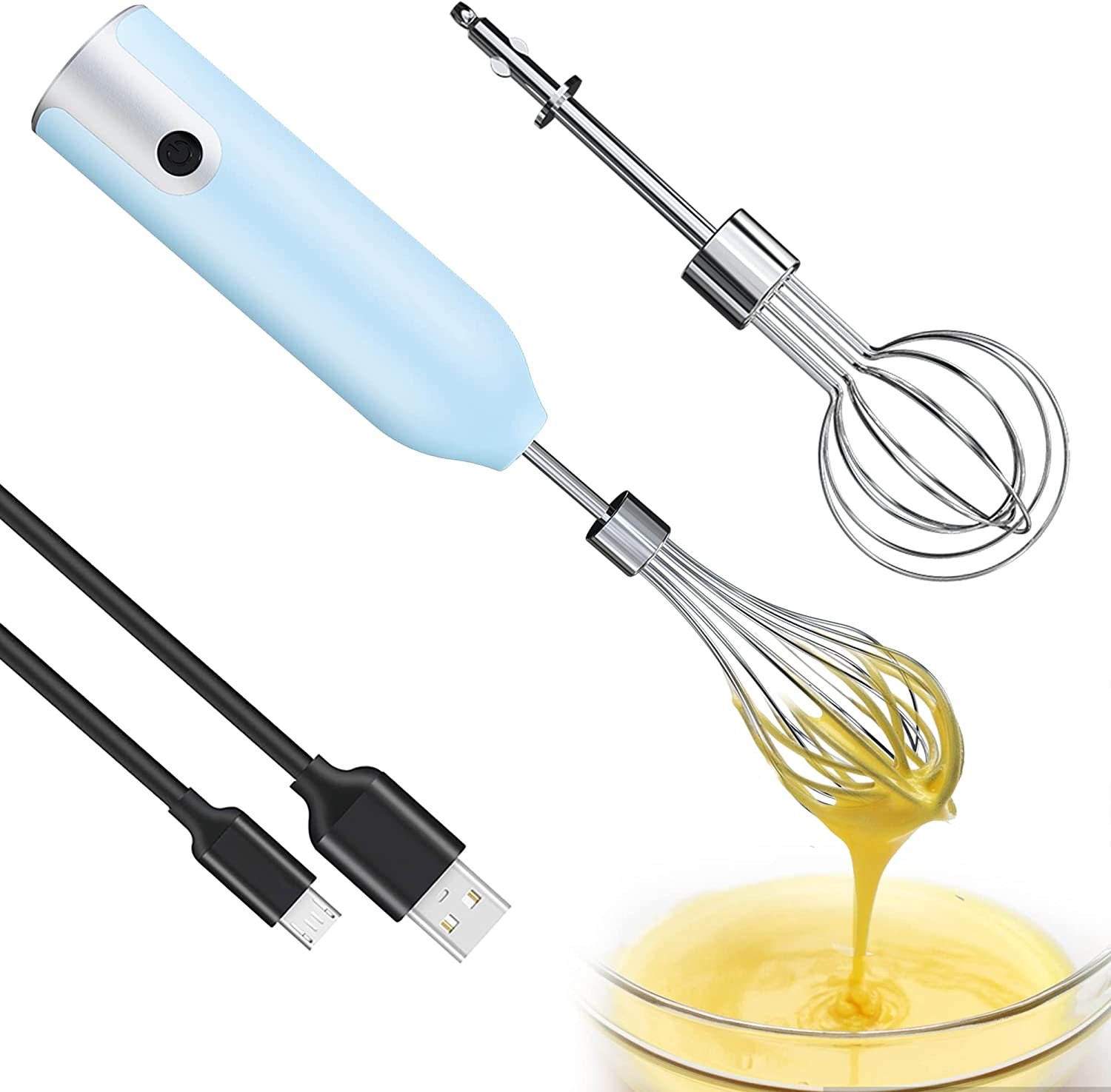 Mini Hand Mixer Battery Operated Wireless Automatic Lightweight Portable Egg