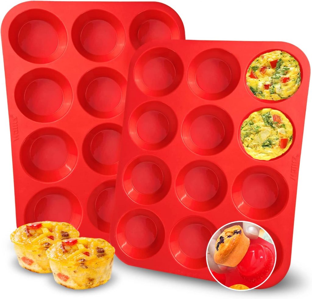 Walfos Dishwasher Safe Silicone Muffin Pans, 2-Piece