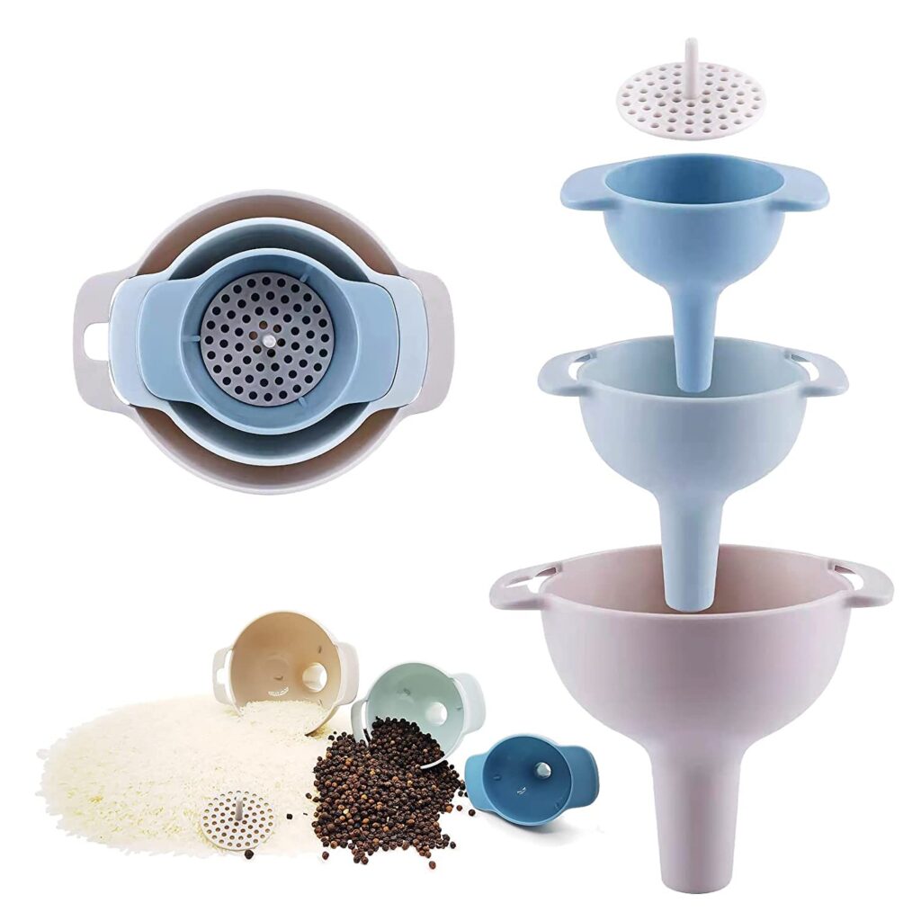 Finding V Detachable Filter & Nesting Plastic Funnels, 3-Piece