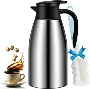 Tiken 51 oz Thermal Coffee Carafe, Stainless Steel Insulated Vacuum Coffee Carafes for Keeping Hot, 1.5 Liter Beverage Dispenser (Silver)