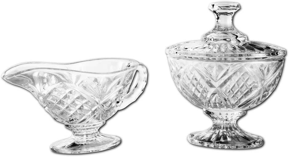 Godinger Dublin Lead Crystal Sugar And Creamer Set, 3-Piece