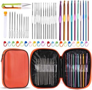 BeCraftee Crochet Hook Set - 12 Pack of Crocheting Hooks with Soft,  Ergonomic Rubber Grips - Knitting and Crochet Accessories for Beginners