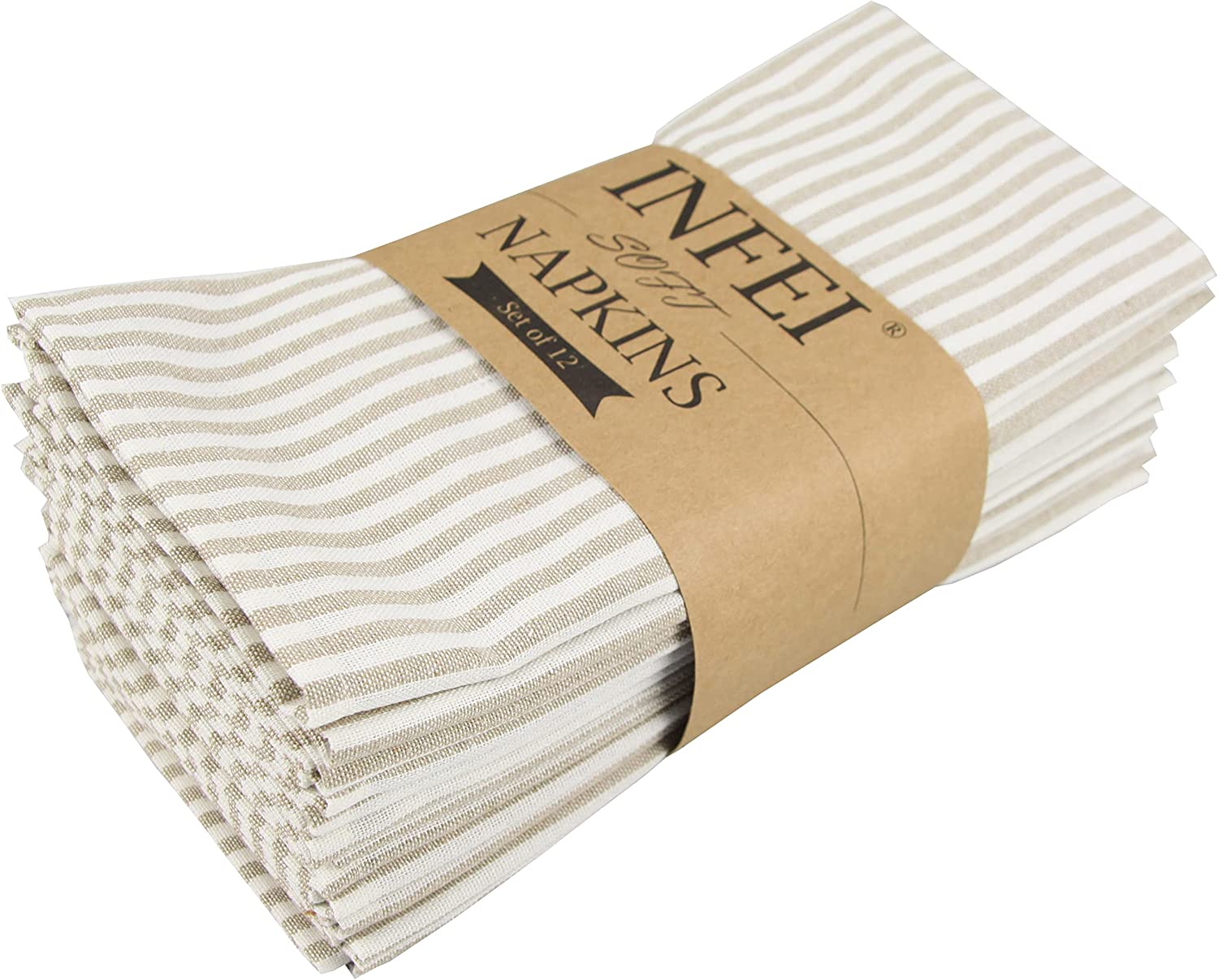 Set of 12 Washable Linen/cotton/polyester Cloth Napkins 