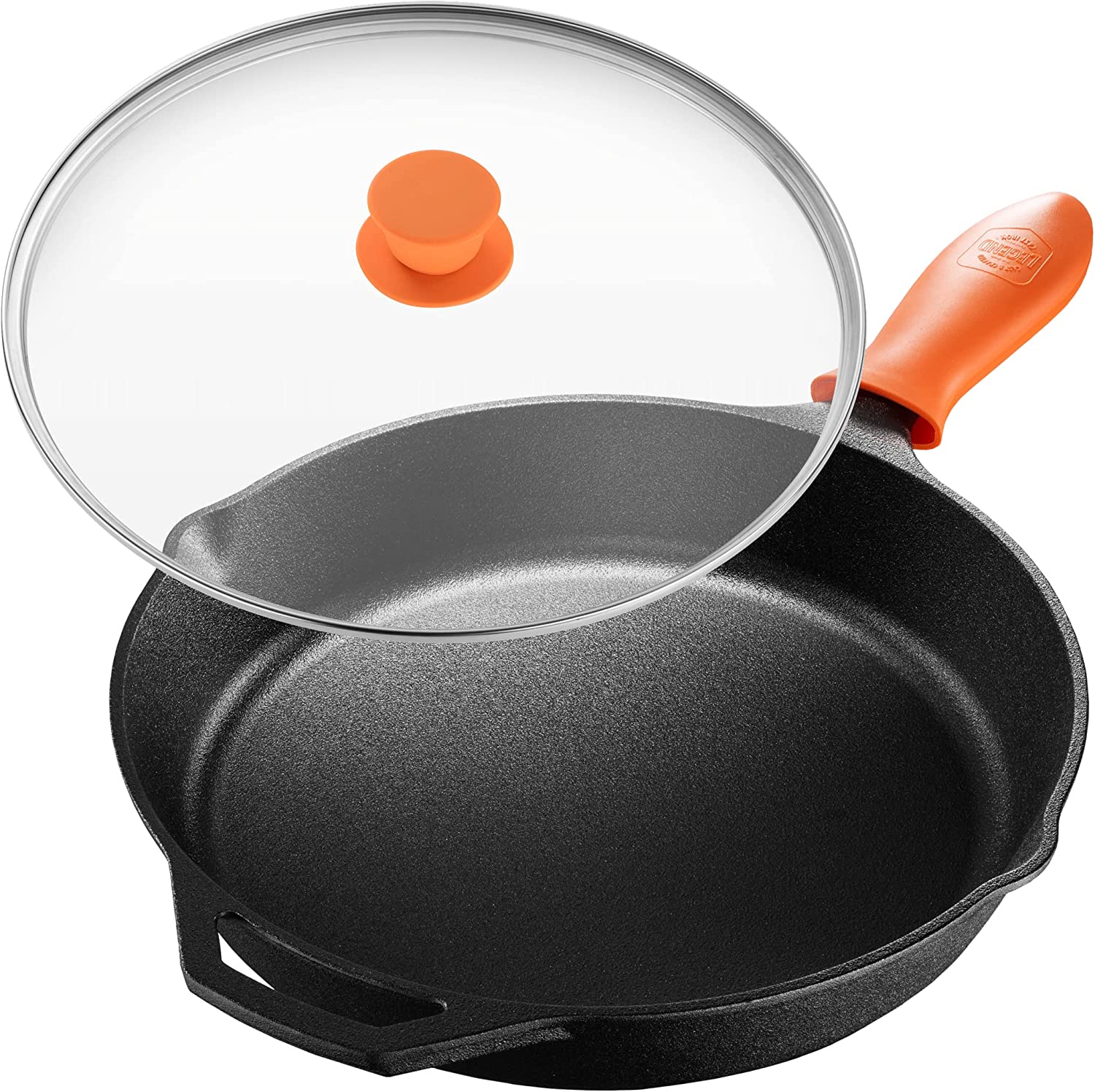 Bruntmor Long Lasting Cast Iron Skillet With Lids, 12-Inch