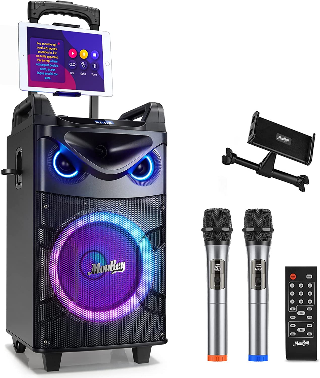 Karaoke USA GF842 DVD/CDG/MP3G Karaoke Machine with 7 TFT Color Screen,  Record, Bluetooth and LED Sync Lights
