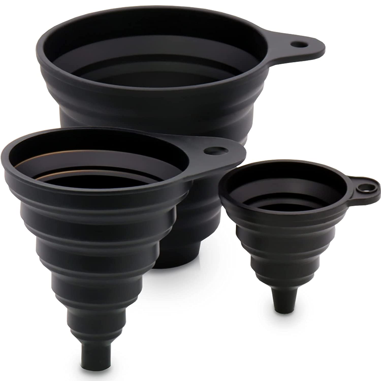 Olamar Hangable Design Heat-Resistant Silicone Funnels, 3-Piece