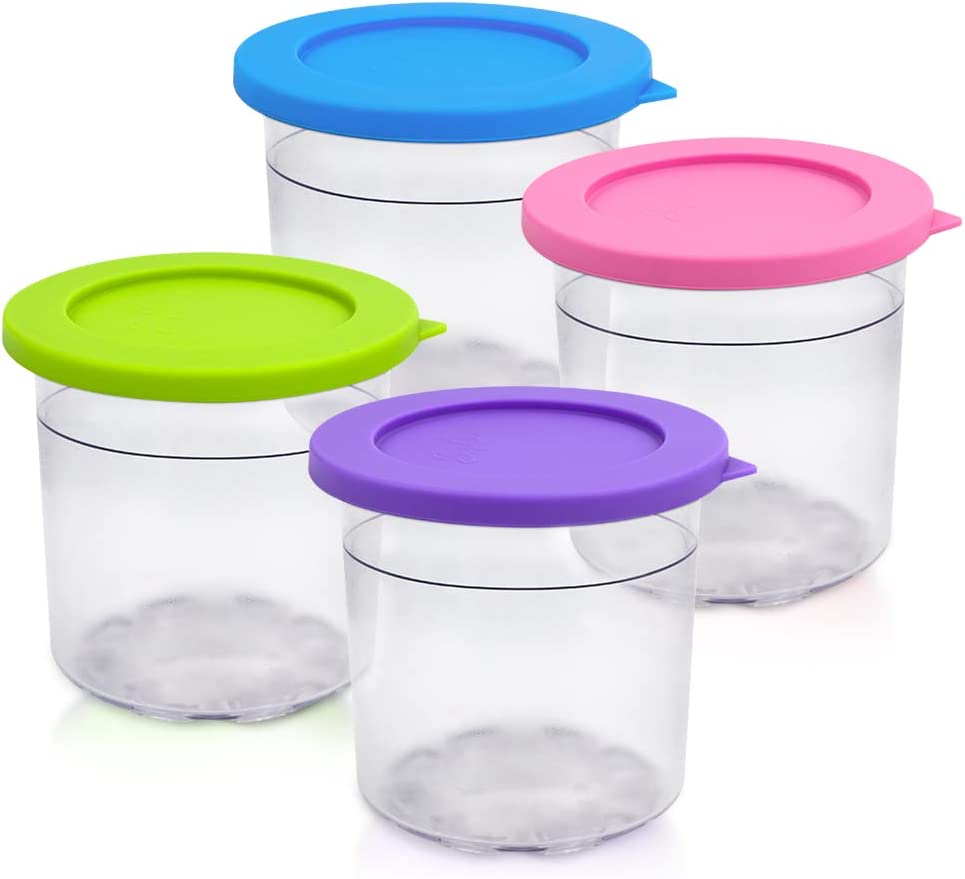 Sophico 8oz Mini Ice Cream Containers with Silicone Lids Freezer
