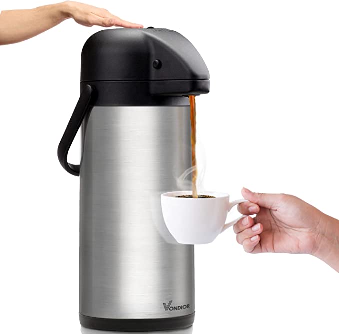 Cresimo 68Oz Stainless Steel Black Thermal Coffee Carafe/Double Walled  Vacuum Flask / 12 Hour Heat Retention / 2 Liter Tea, Water, and Coffee  Dispenser in 2023