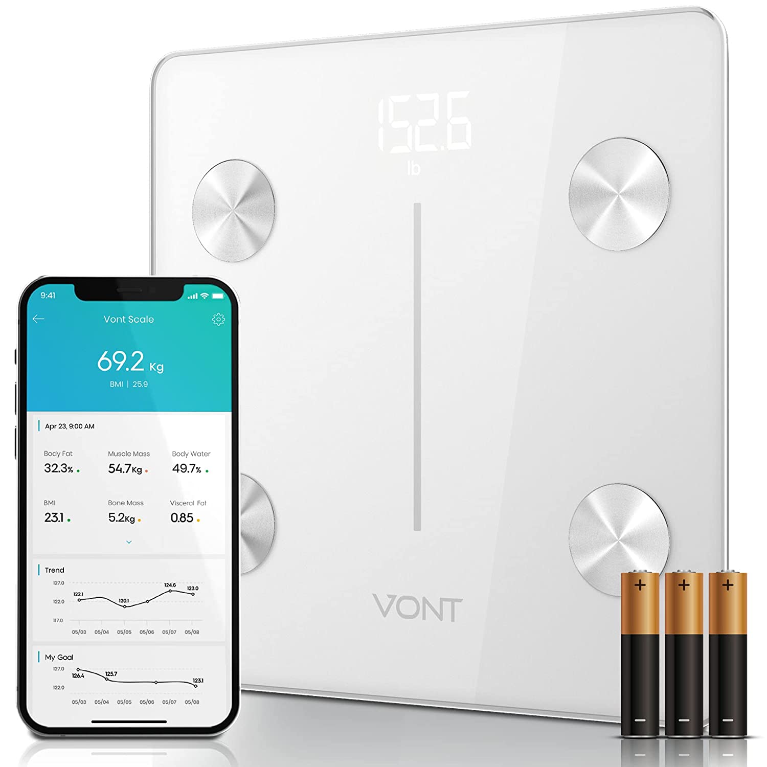 Body Fat Scale, HOMPO Bluetooth Digital Bathroom Smart Wireless